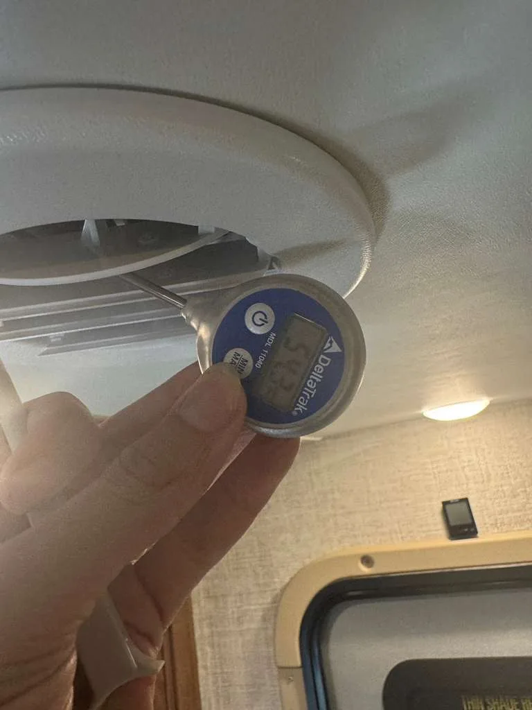 Checking AC temperature and refrigerant levels in an RV in Palm City FL